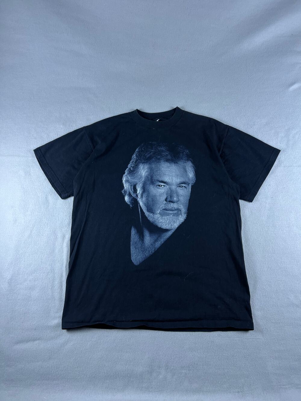 Vintage 90s Kenny Rogers Portrait Graphic T-Shirt Large Black Hanes